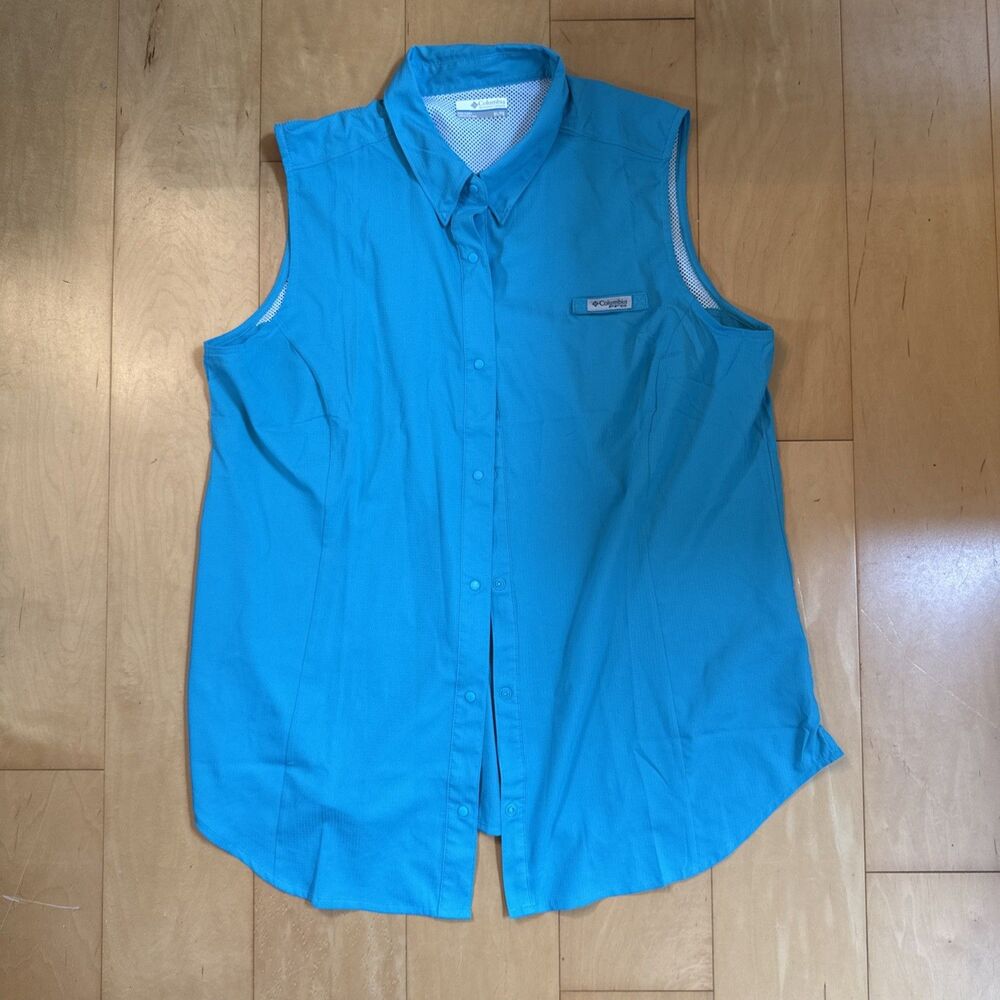 Columbia Women’s Snap Up Vest Aqua Blue Size XL Outdoors Gorp Core Hike Camp